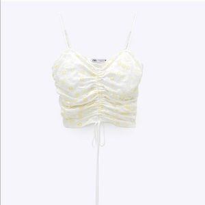 Zara mesh top with daisy embroidery